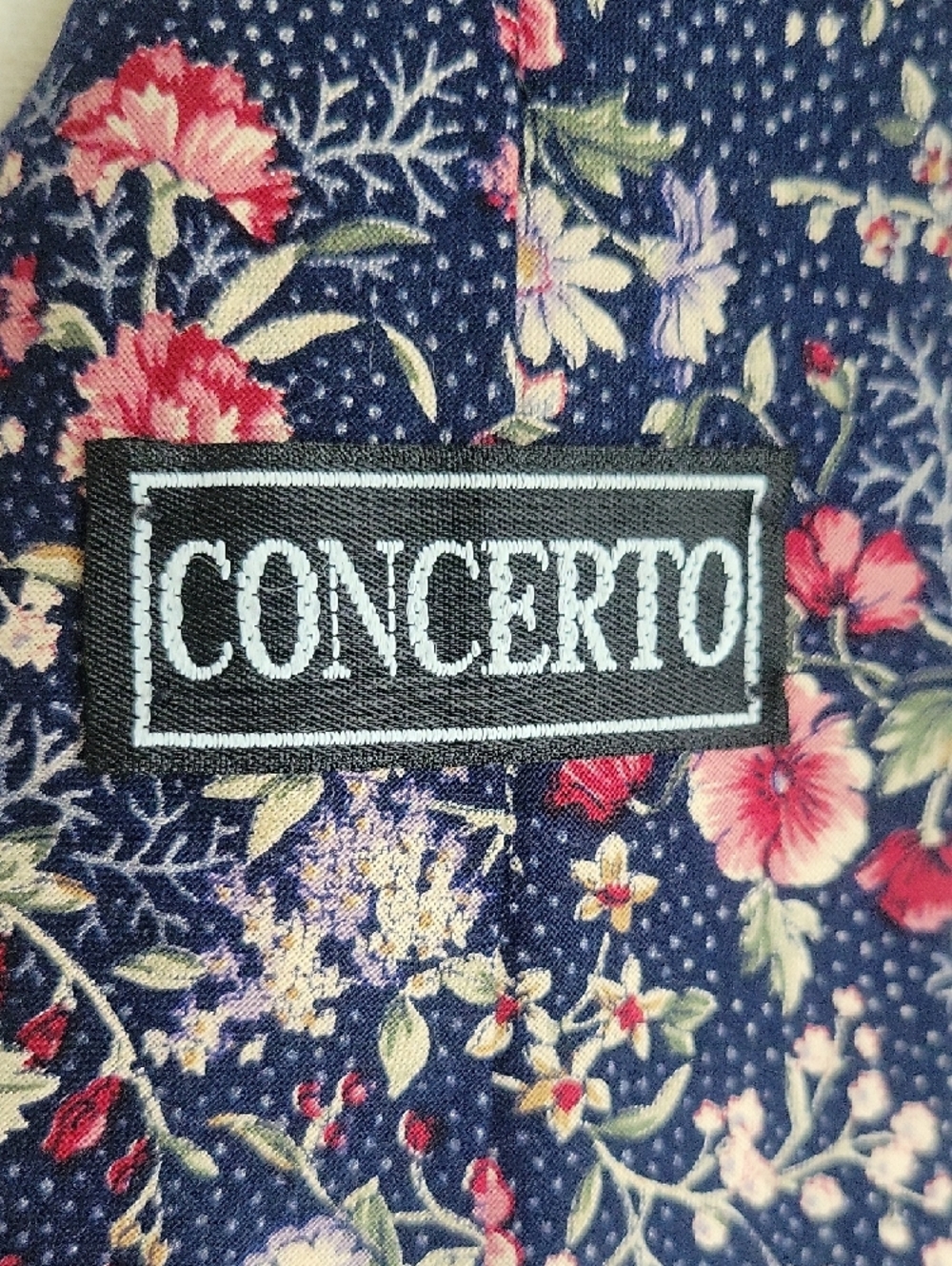 Vintage Concerto Floral Print Tie - Navy